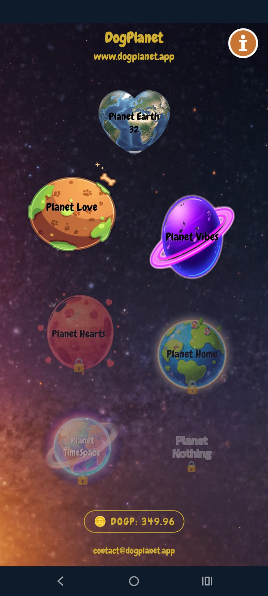 DogPlanet main screen